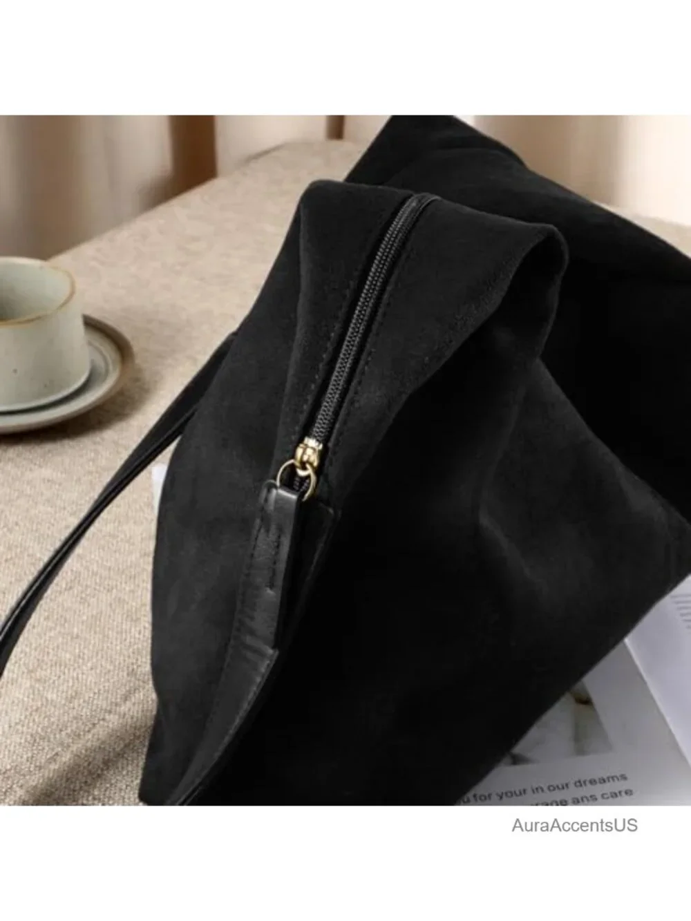 Suede Shoulder Bag for Women Slouchy Tote Satchel Crossbody Hobo Handbag
